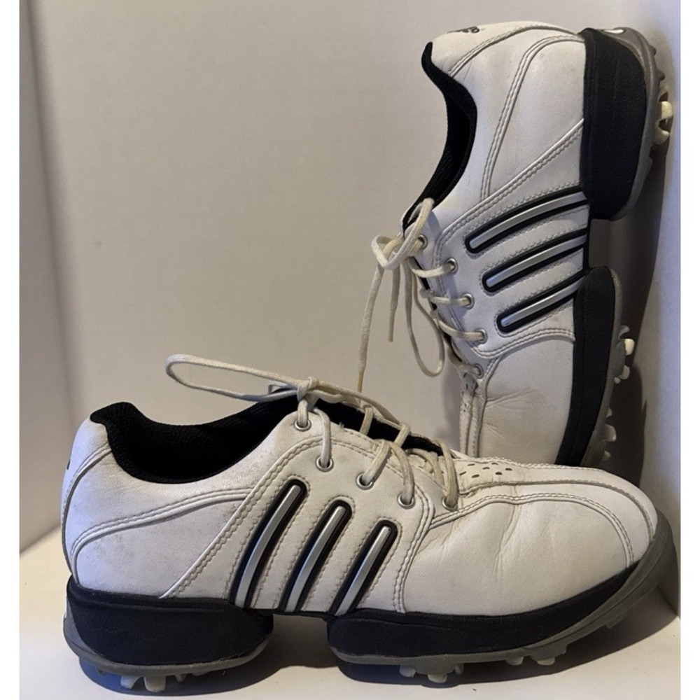 Adidas Shoes Size 4.5  AdiPrene Z-Traxion Golf‎ White Silver Soft Spikes Torsion